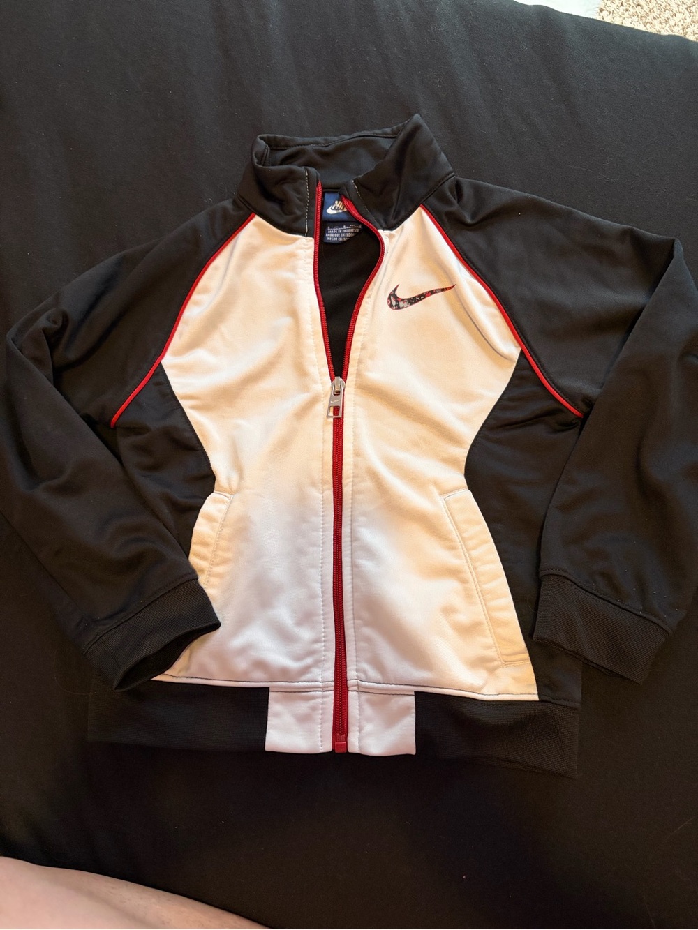 Nike Kid's Black & White Zip-Front Athletic Jacket